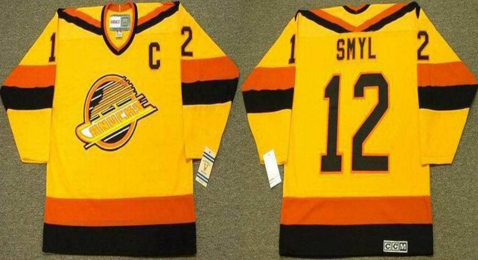 2019 Men Vancouver Canucks #12 Smyl Yellow CCM NHL jerseys->vancouver canucks->NHL Jersey